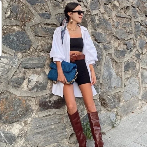 Zara Quilted Denim Handbag - Picture 2 of 13